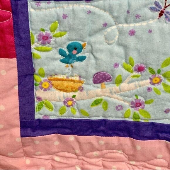 Handmade NWT pink, purple Forrest animal baby or lap quilt size 49” X 40” - Picture 16 of 16